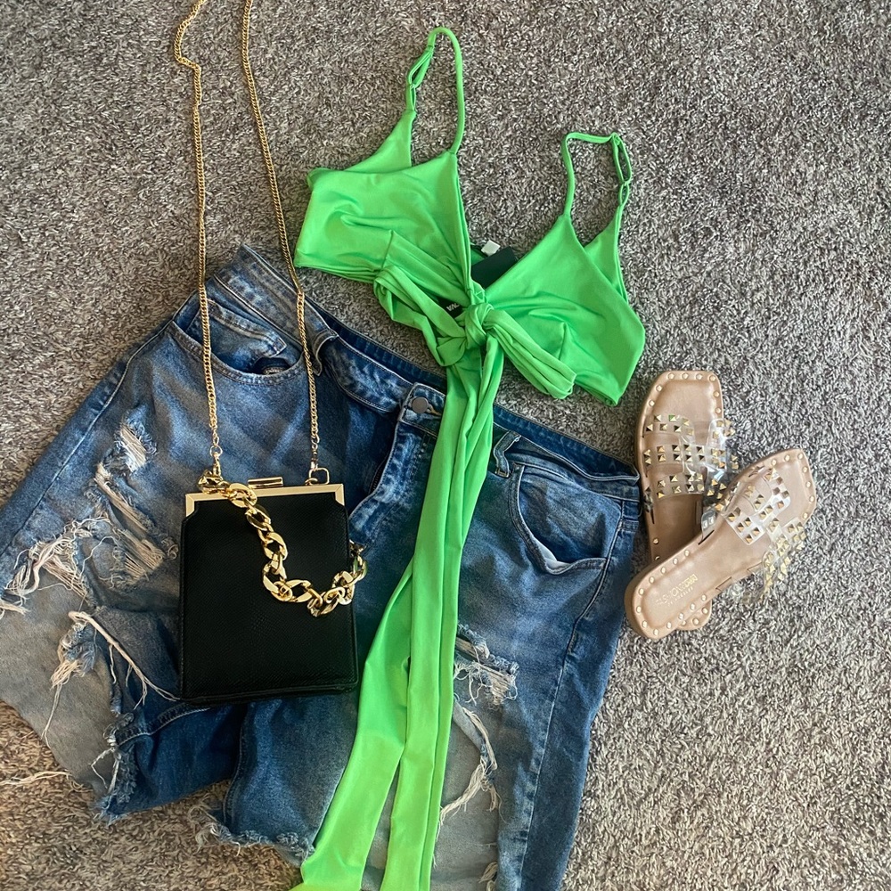 Sexy neon green wrap top
